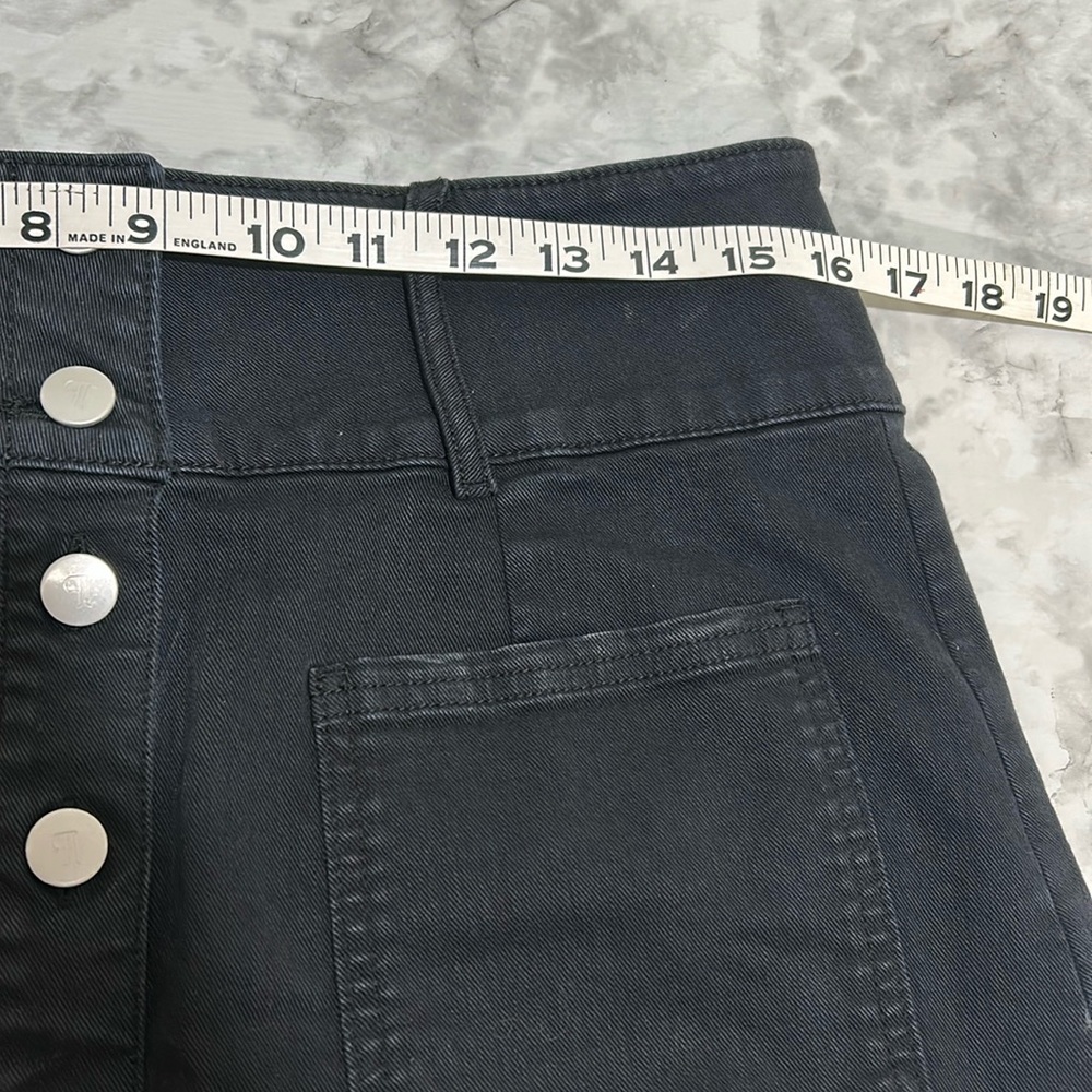 PILCRO WOMENS BLACK A LINE MINI SKIRT BUTTON FRONT BLACK Sz 12 - Picture 7 of 8
